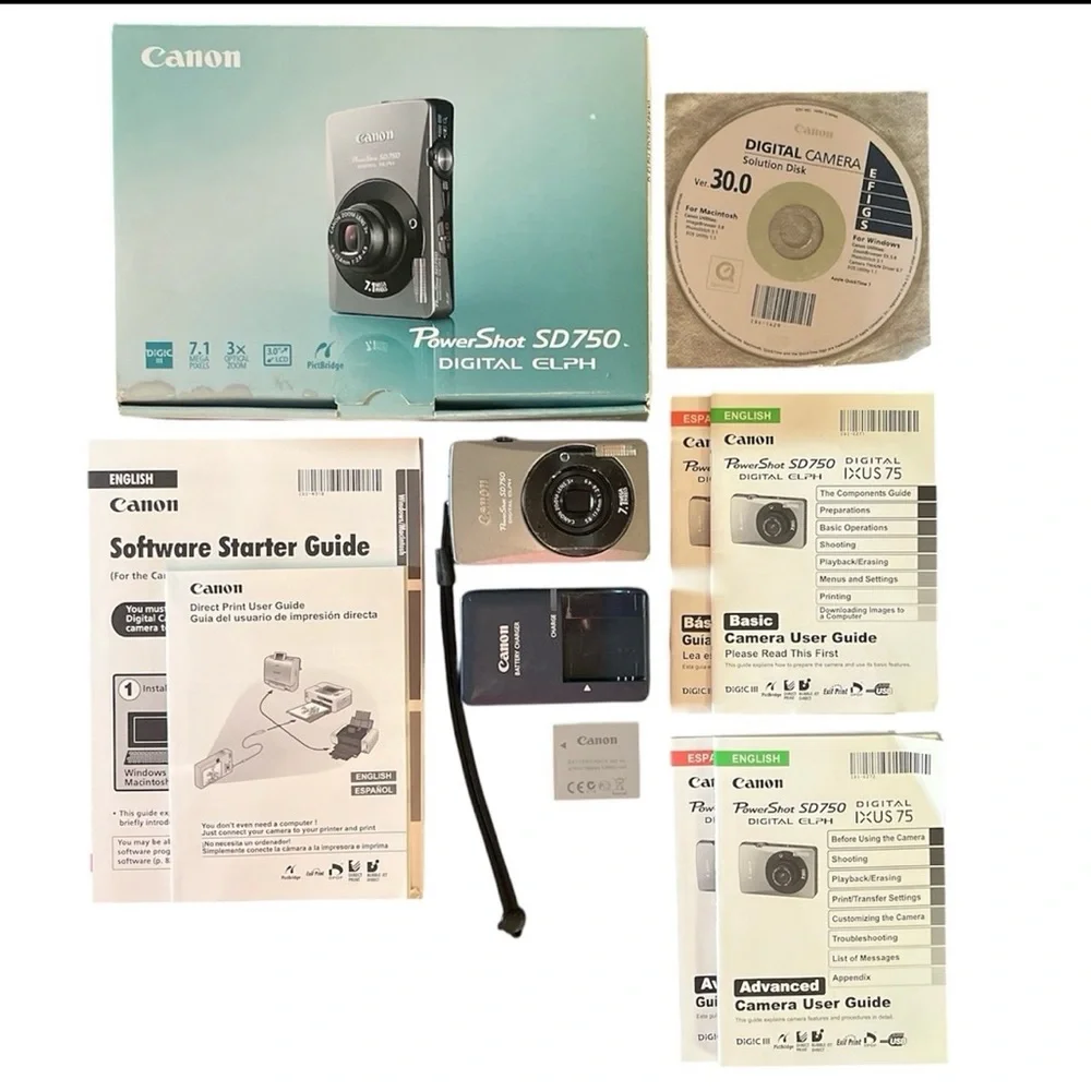 Canon PowerShot SD750 DIGITAL ELPH; Complete in original box